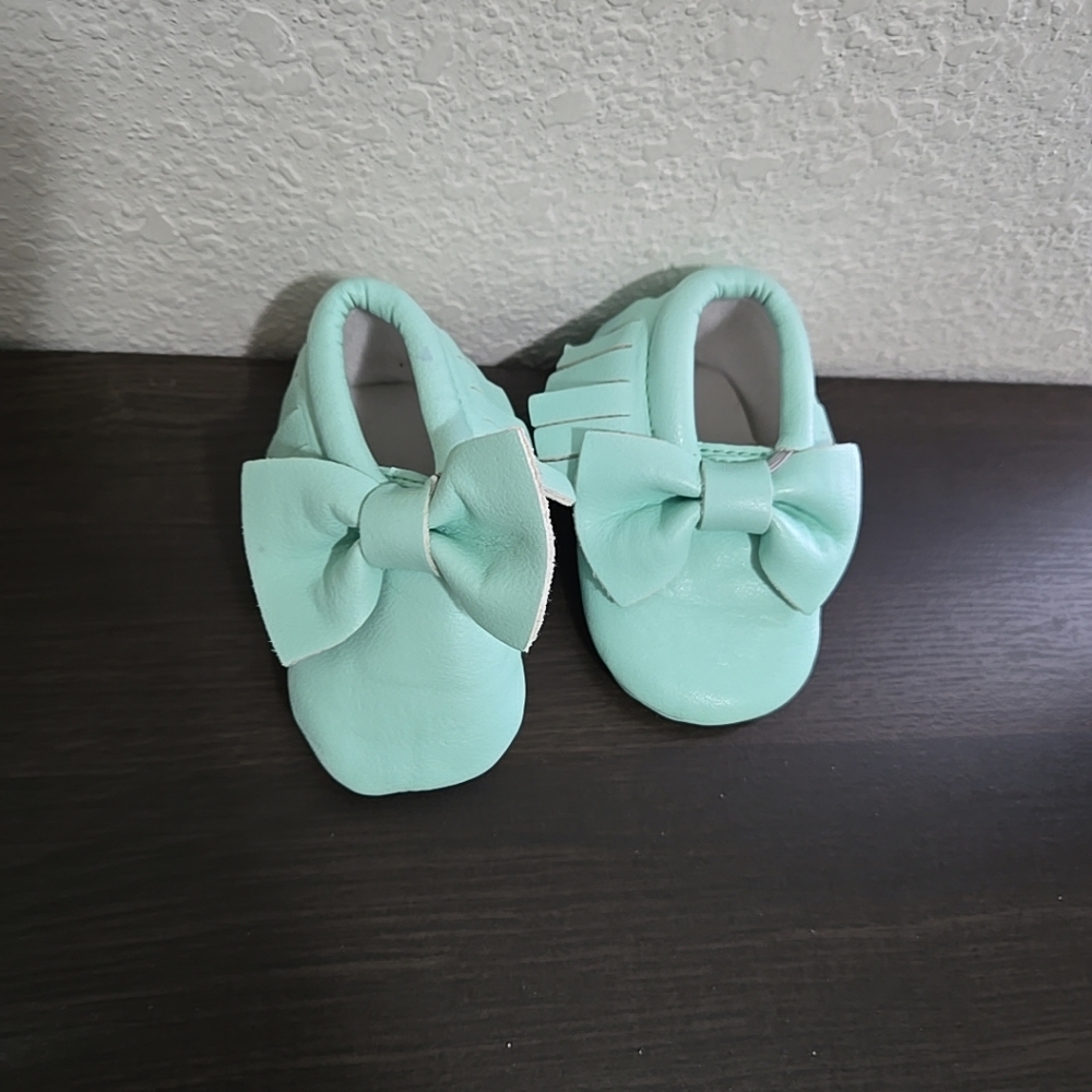Emerson And Friends Teal Baby Moccasins